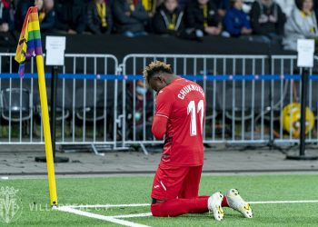 Super Eagles winger, Chukwueze kneels to celebrate first UEFA Champions League goal