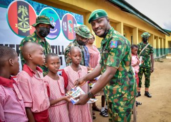 Exercise STILL WATERS: Army distributes education materials to primary schools in Delta