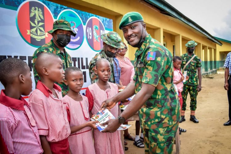 Exercise STILL WATERS: Army distributes education materials to primary schools in Delta