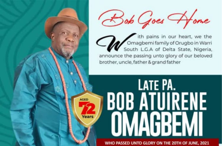 Tributes galore as Pa. Bob Atuirene Omagbemi is laid to rest in Orugbo town in Warri