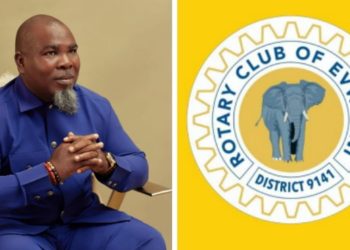 Rtn. Samuel Adjogbe puts smiles on five members of Rotary Club of Evwreni