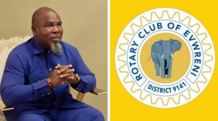 Rtn. Samuel Adjogbe puts smiles on five members of Rotary Club of Evwreni