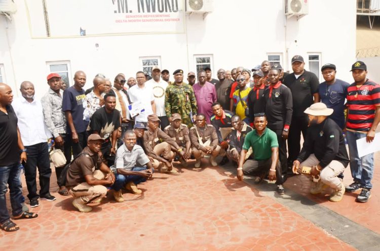 Ned Nwoko hosts security training, presents communication gadgets in Delta North