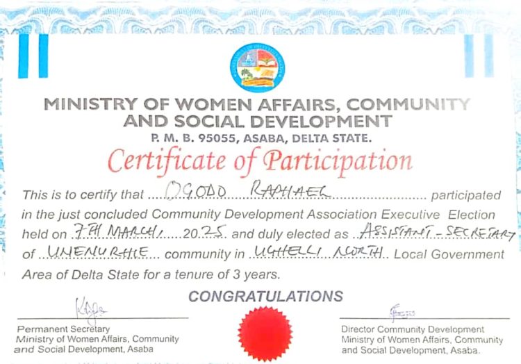 Unopposed candidate for Unenurhie community election rejects Certificate of Return issued by Delta Govt