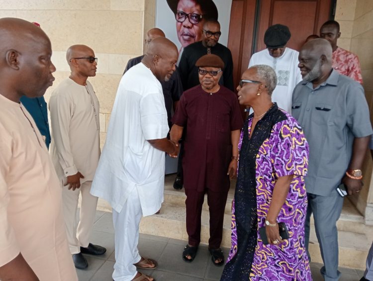 Uduaghan beams with smiles as he makes another public appearance to receive Warri North political family