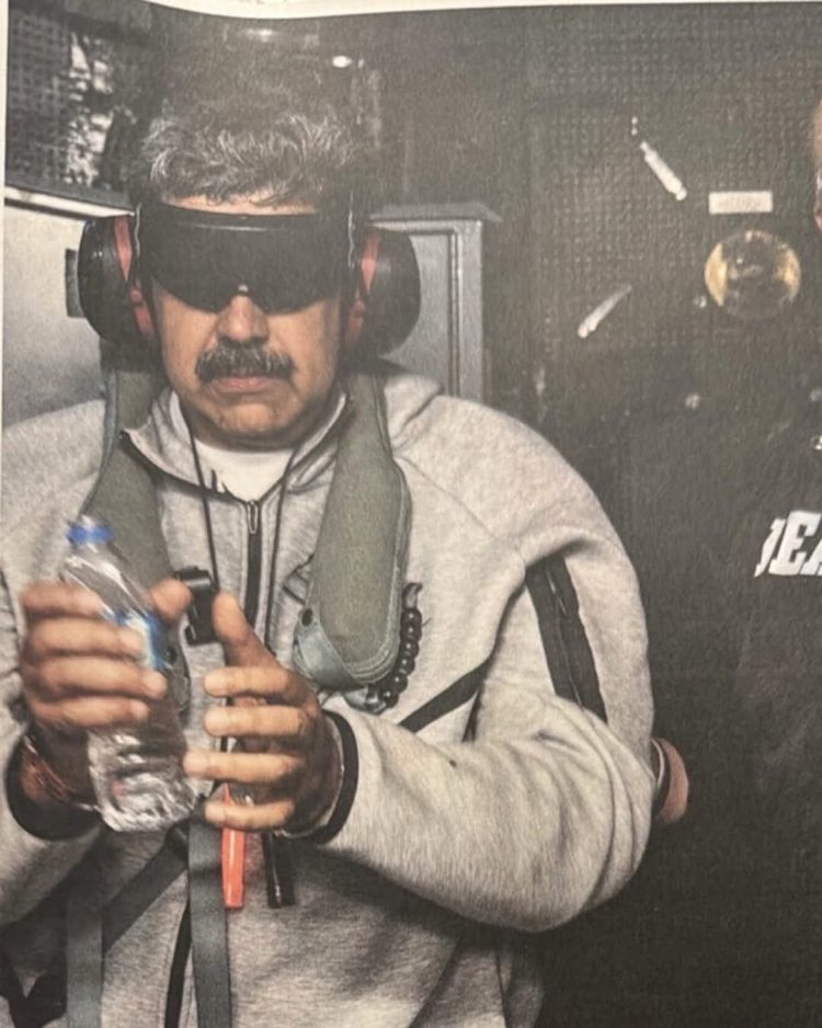 Trump Releases Photo of Captured Maduro Aboard USS Iwo Jima