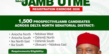 Senator Nwoko Targets 1,500 Candidates in Free JAMB Registration Scheme in Delta North